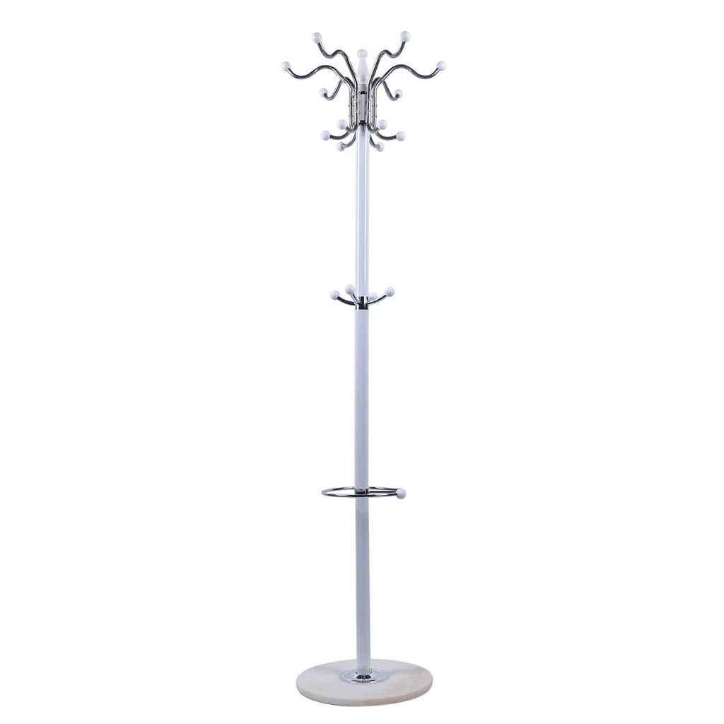 White Marble Metal Coat Rack with 16 Hooks F276858