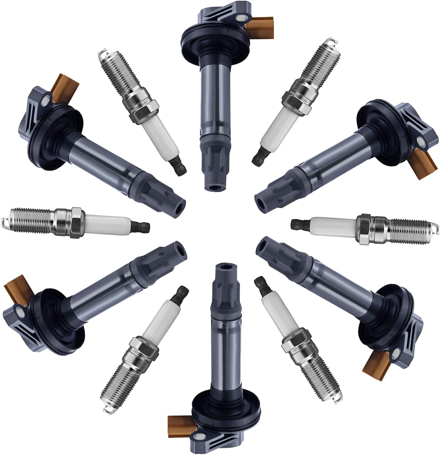 Pack of 6 Ignition Coil with 6 Iridium Spark Plug for Ford Lincoln 3.5 V6 N322452