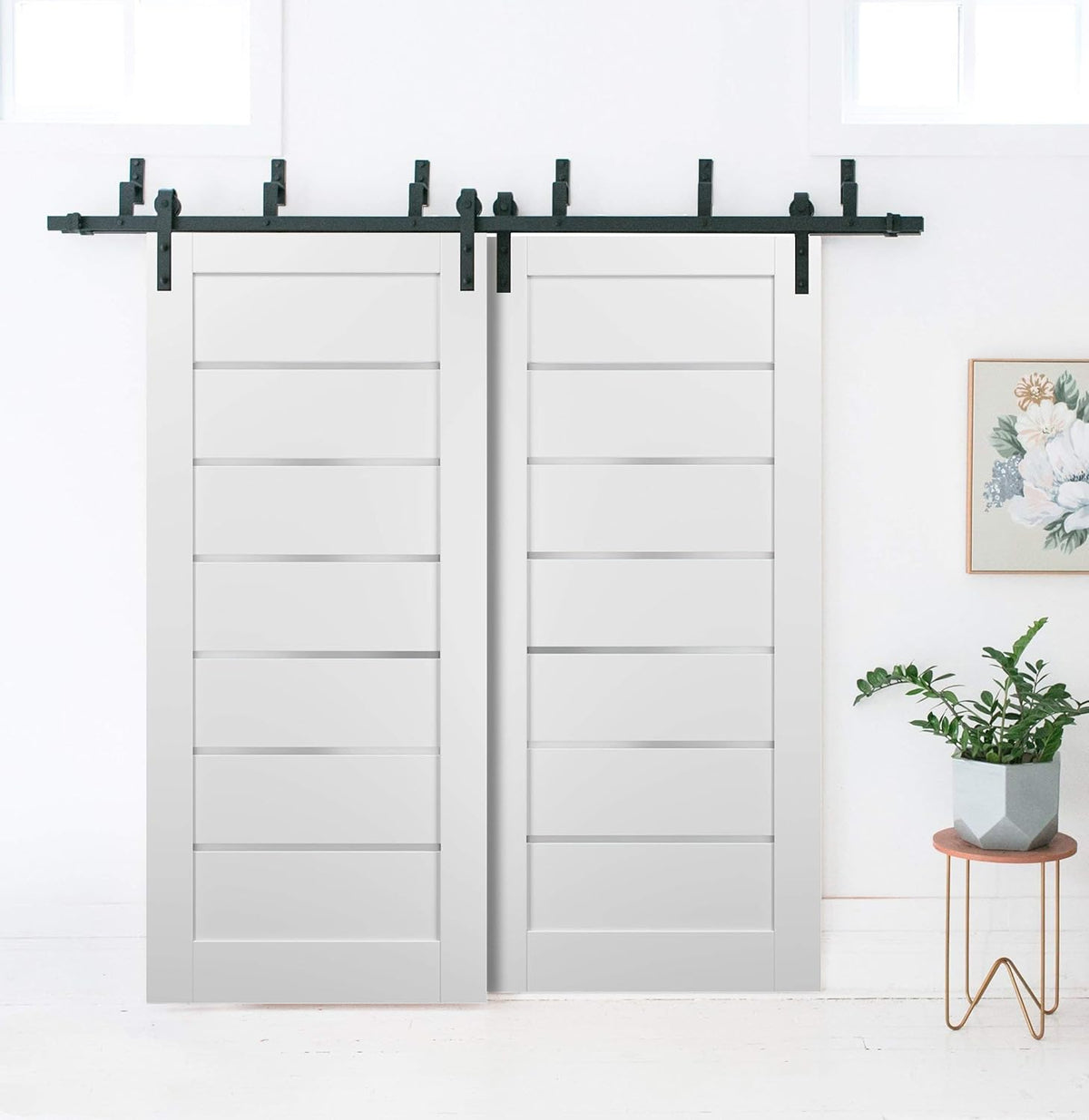 White Silk Frosted Opaque Glass Barn Door Panel 30 x 84 S548
