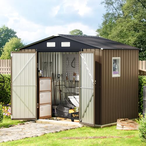 Brown Outdoor Steel Storage Shed V365379