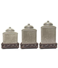 Taupe Canister Set with Base B7429