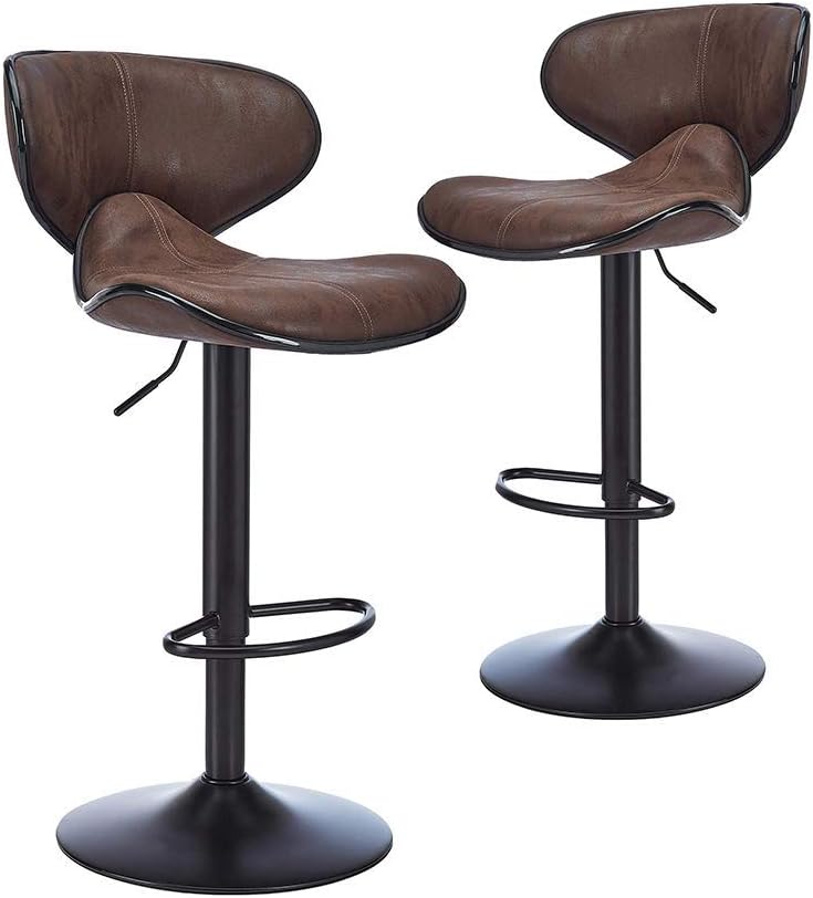Retro Brown Swivel Adjustable Barstool Set of 2 K25640