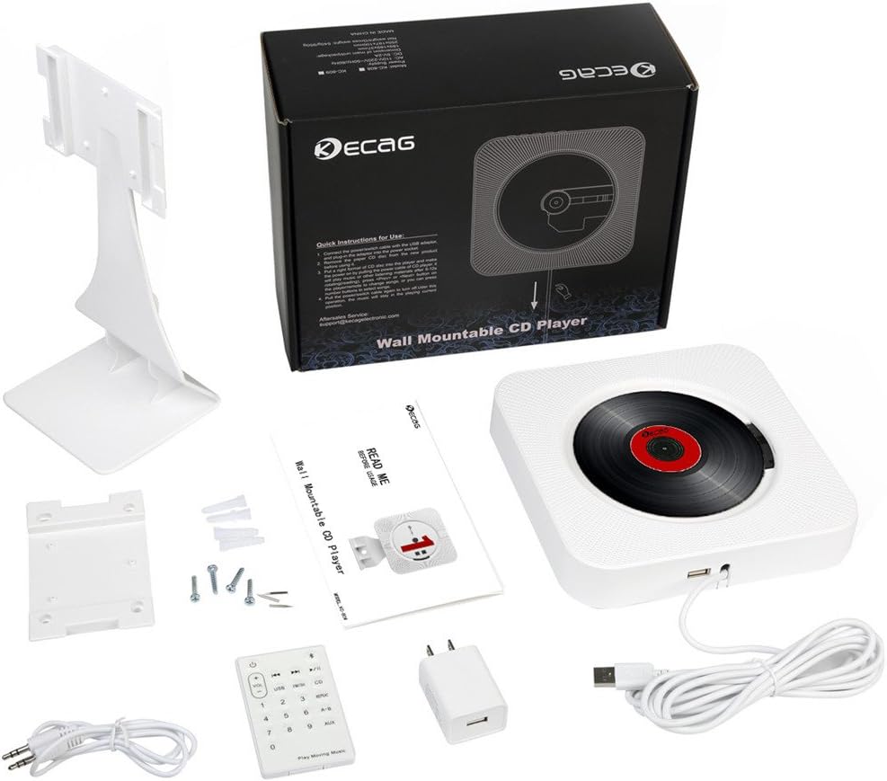 White Portable CD Player with Bluetooth E334