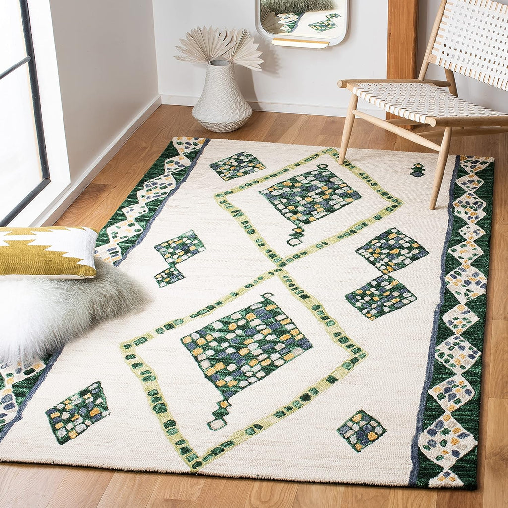 Handmade Moroccan Tribal Wool Runner, Ivory / Multi E349