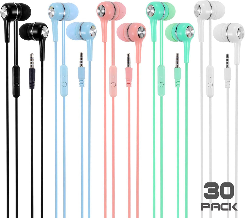 50 Packs Multi Colored Earbuds Headphones with Microphone F9411