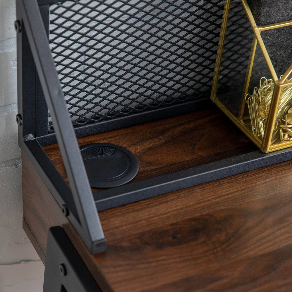 Dark Walnut Mesh Back Writing Desk A503