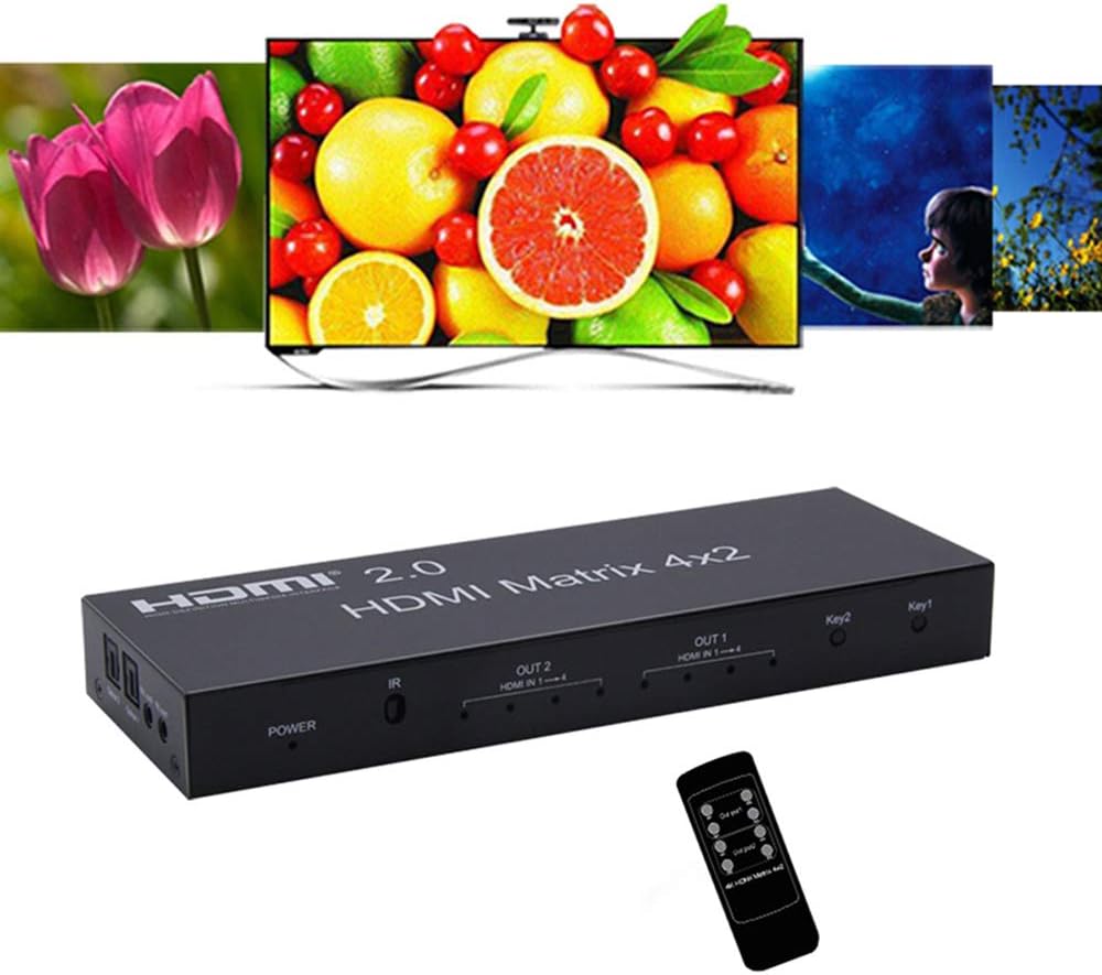 4K HDMI 2.0 Matrix 4X2 Switch with Optical & L/R 3.5mm Output I7741