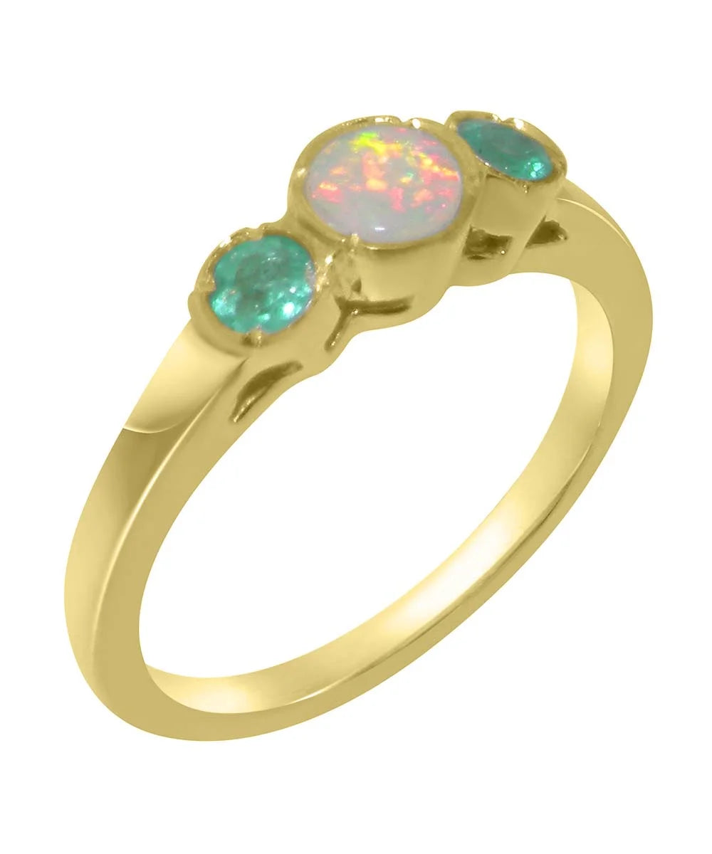 9k Yellow Gold Opal Emerald Ring X717