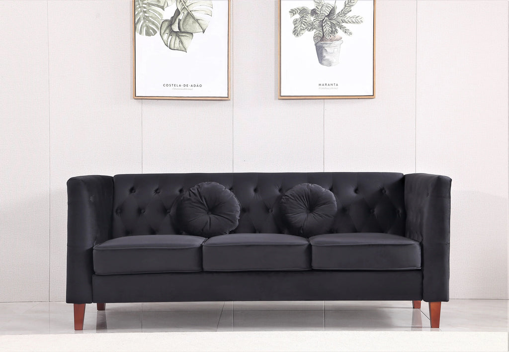 Black Velvet 3Pcs Living Room Set X7557
