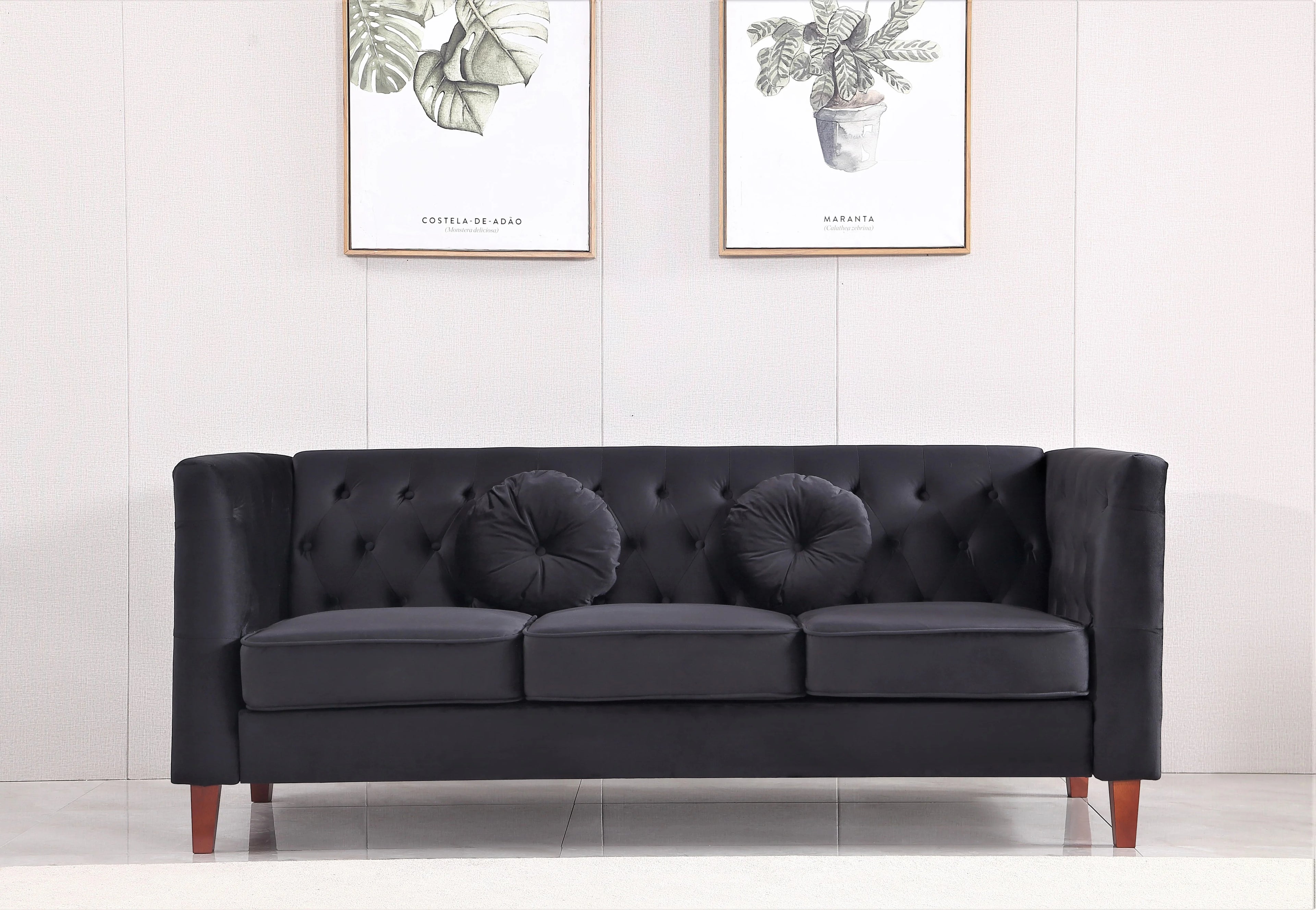 Black Velvet 3Pcs Living Room Set X7557