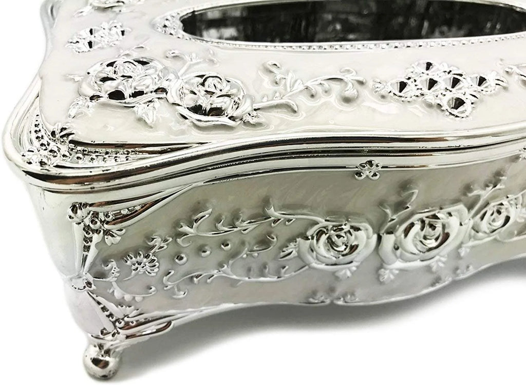 Silver Plastic Tissue Box Holder Cover N2048