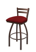 25x22 Low Back Swivel Counter Stool with Bronze Finish and Graph Ruby Seat W234