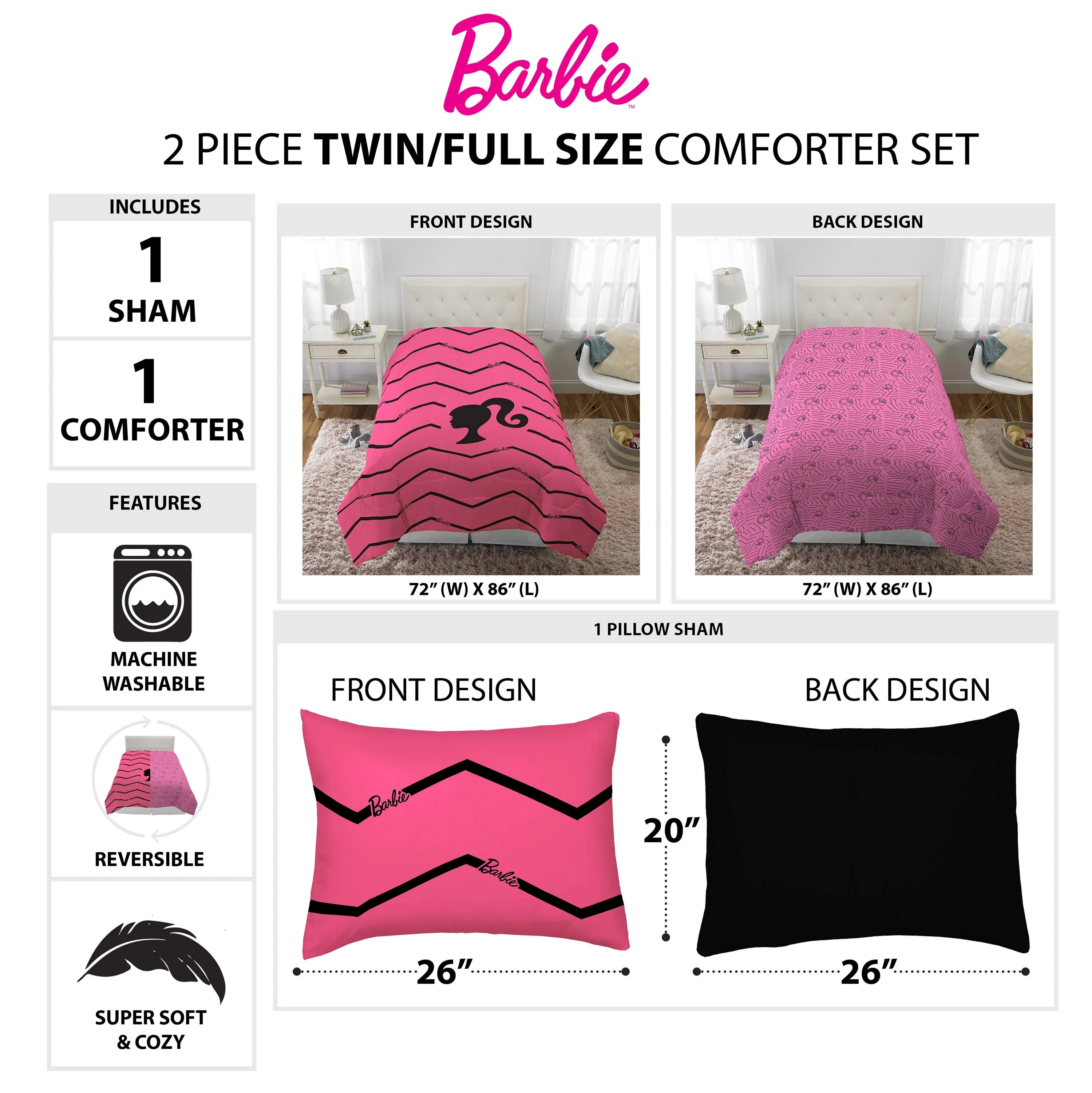 Pink Chevron Microfiber Twin Full Comforter Set R582