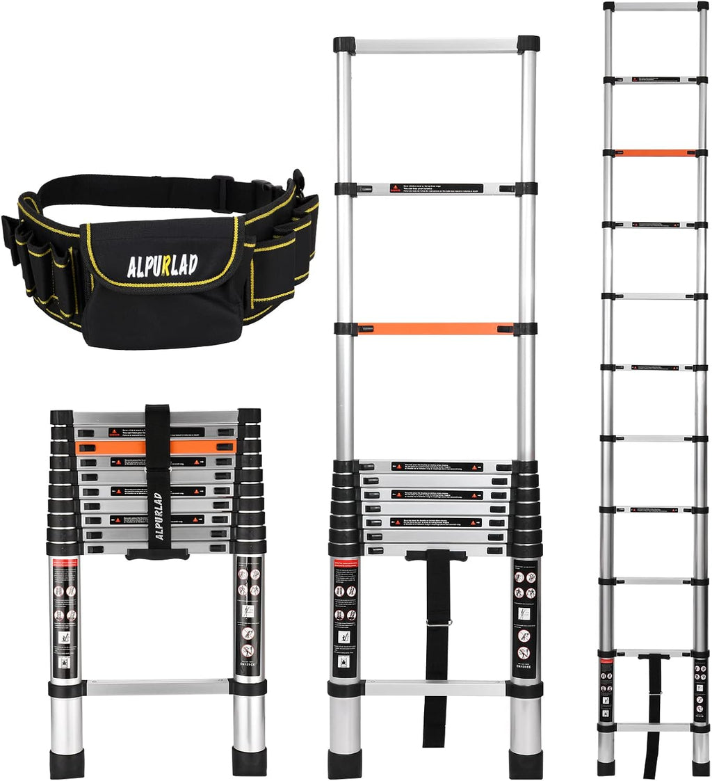 Telescoping Ladder 12.5FT Aluminum Lightweight Collapsible Ladder, 330lbs Capacity C2539