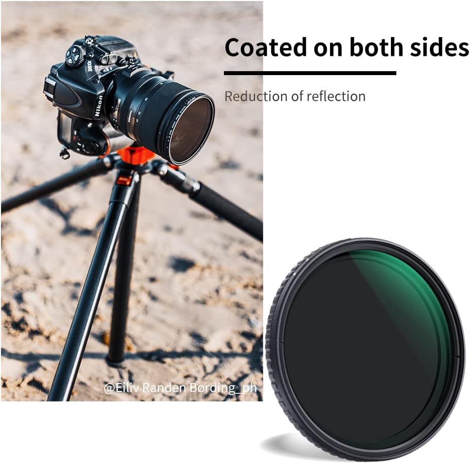55mm Variable ND Filter ND32-ND512 (5-9 Stops) HD Neutral Density Lens Filter with 28 Multi-Layer Coatings, Pack of 2 U291141