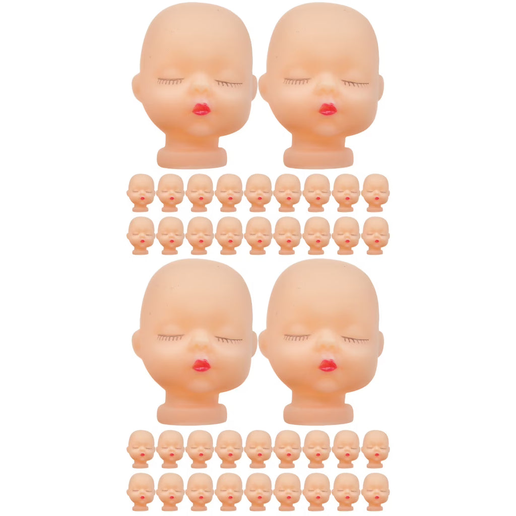40 Pcs Vinyl Doll Head Key Fob Craft Making Supplies F91898