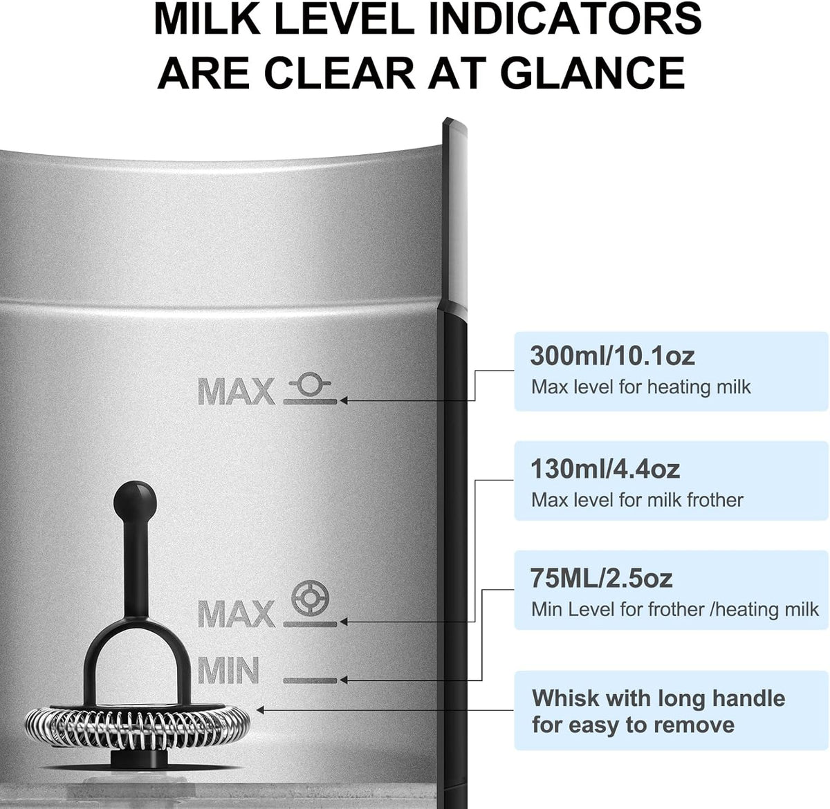4 In 1 Electric Milk Frother and Steamer, 10.1-ounce, Black, Pack of 2 F55824
