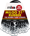 50 Pack Rubber Tarp Straps 31 Long EPDM with Crimped Hooks Bungee Cords A1899