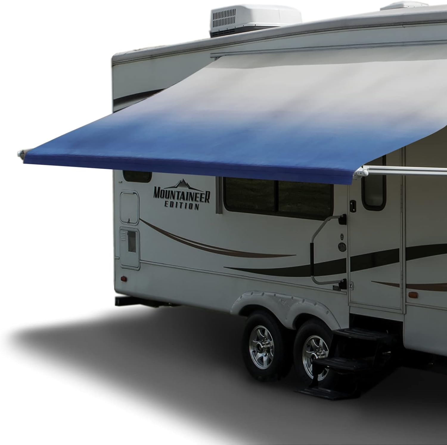 RV Awning Fabric Replacement, 8' Length, Vinyl, Slate Blue Fade K2113