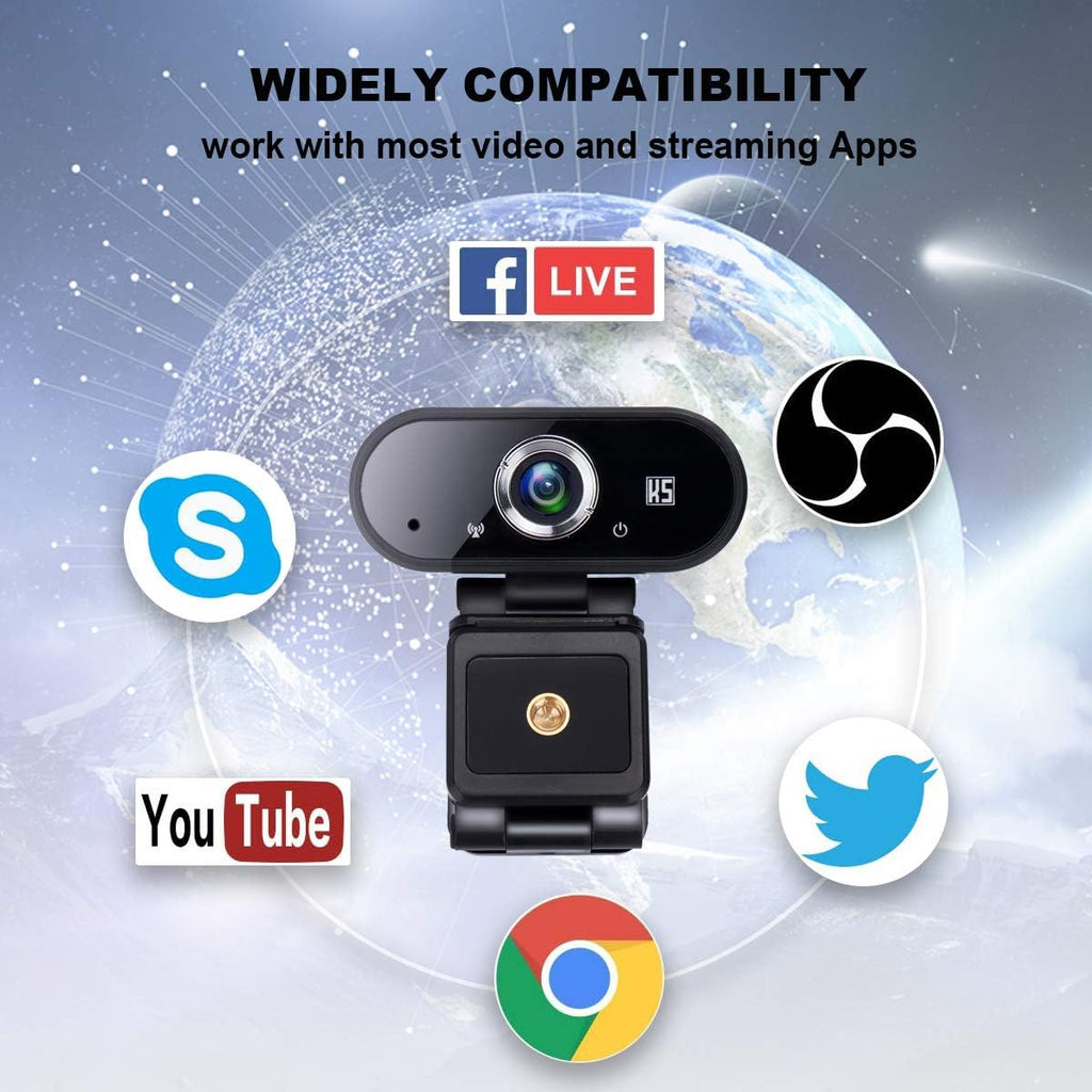 HD 1080P USB Webcam with Tripod and Privacy Cover, Pack of 2 C9189