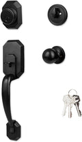 Black Single Cylinder Deadbolt Handleset with Lever, Pack of 2 A8755