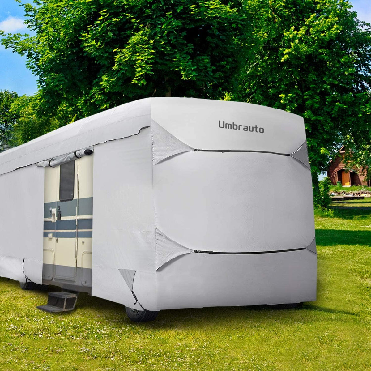 Grey 3 Layers Polypro RV Cover for 31-34Ft Motorhome U7415