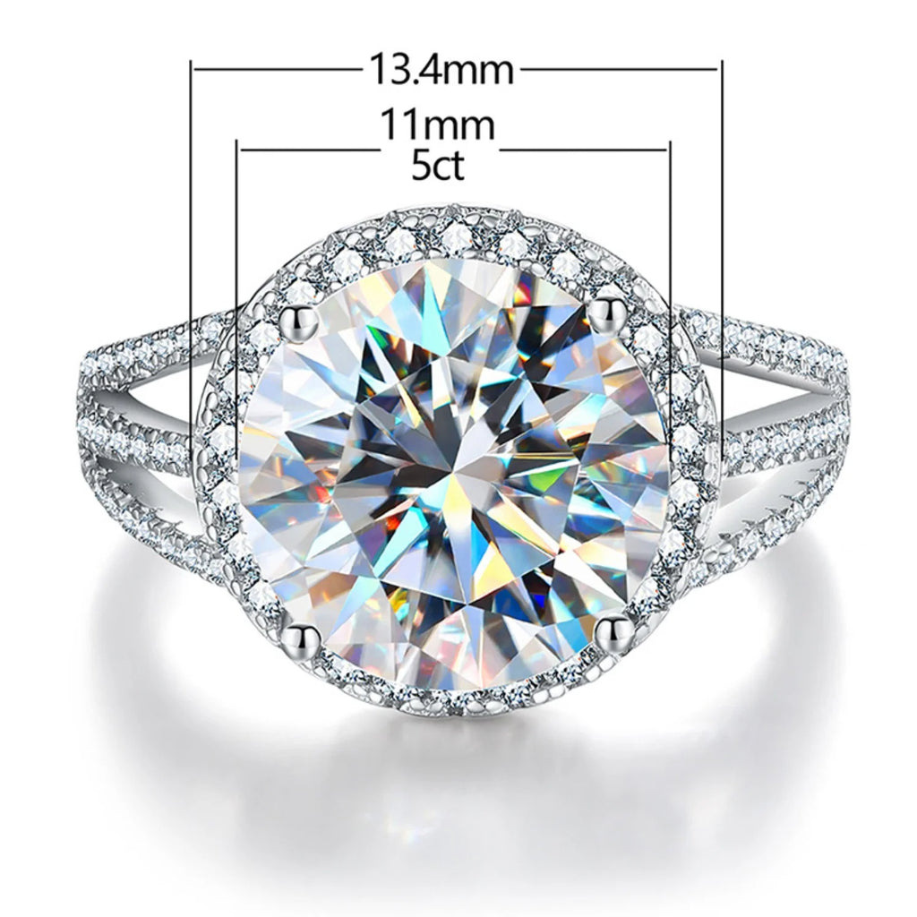 5ct Round Cut Moissanite 925 Sterling Silver Ring W240