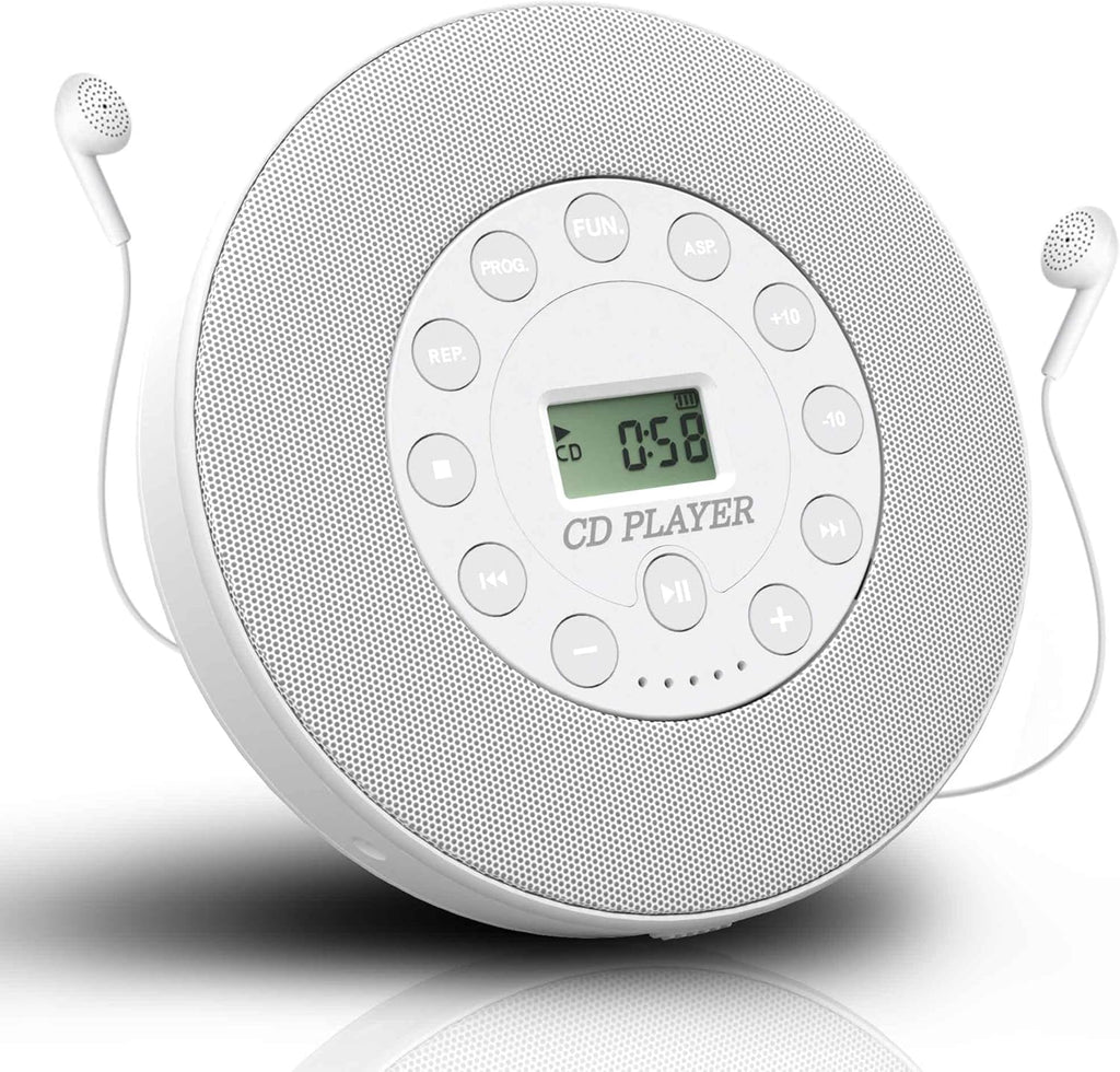 Portable CD Player with Stereo Speakers, 2000mAh Battery, White, Pack of 2 N752370