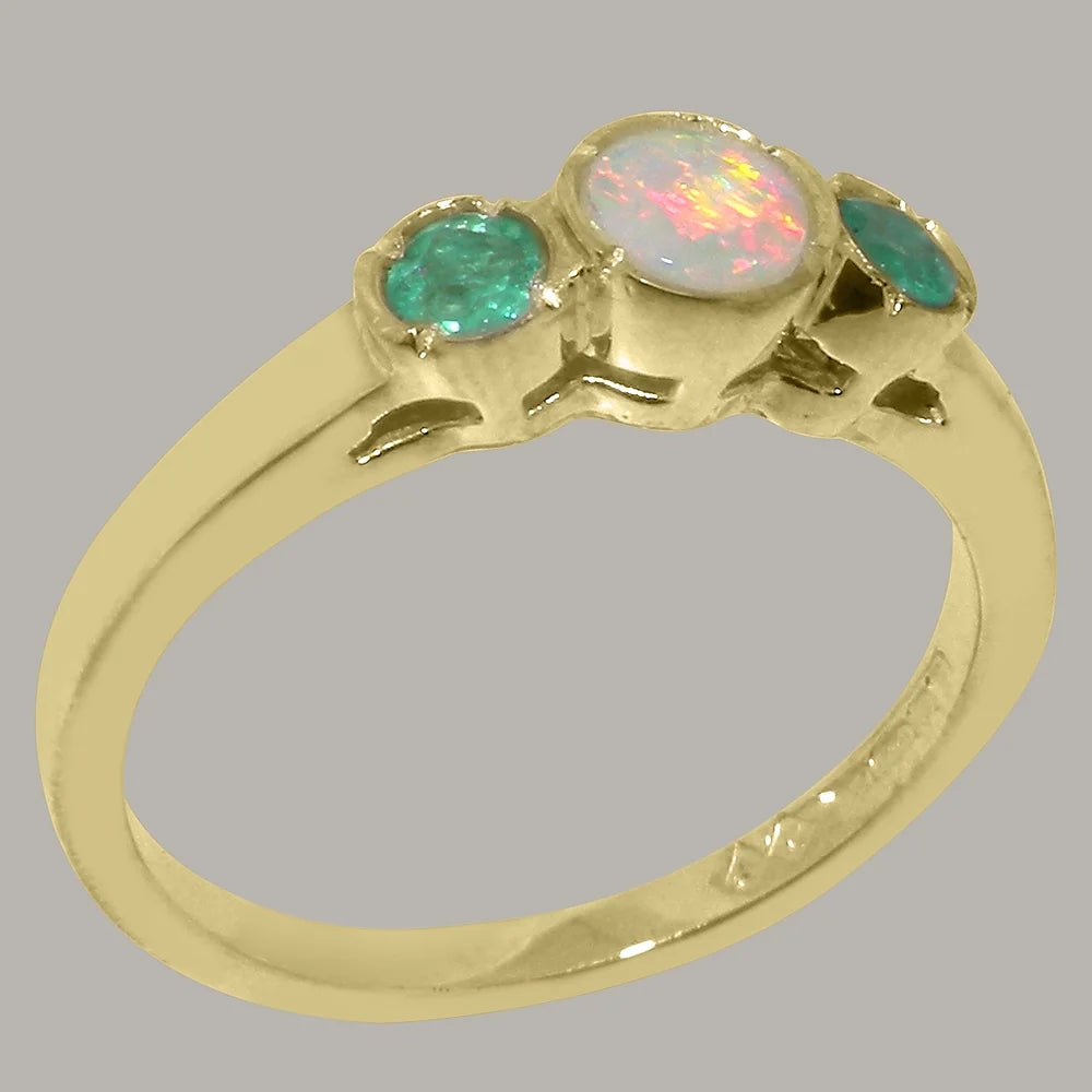 9k Yellow Gold Opal Emerald Ring X717