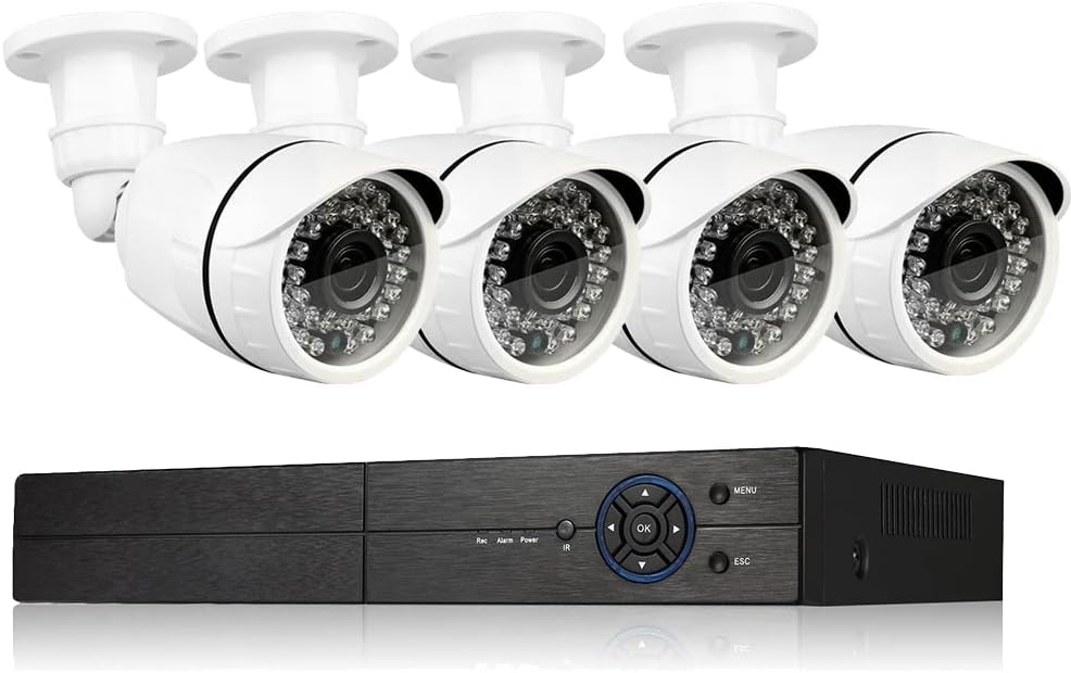 4 Channel 1080P DVR Security Camera System with 4 Weatherproof Cameras E3934