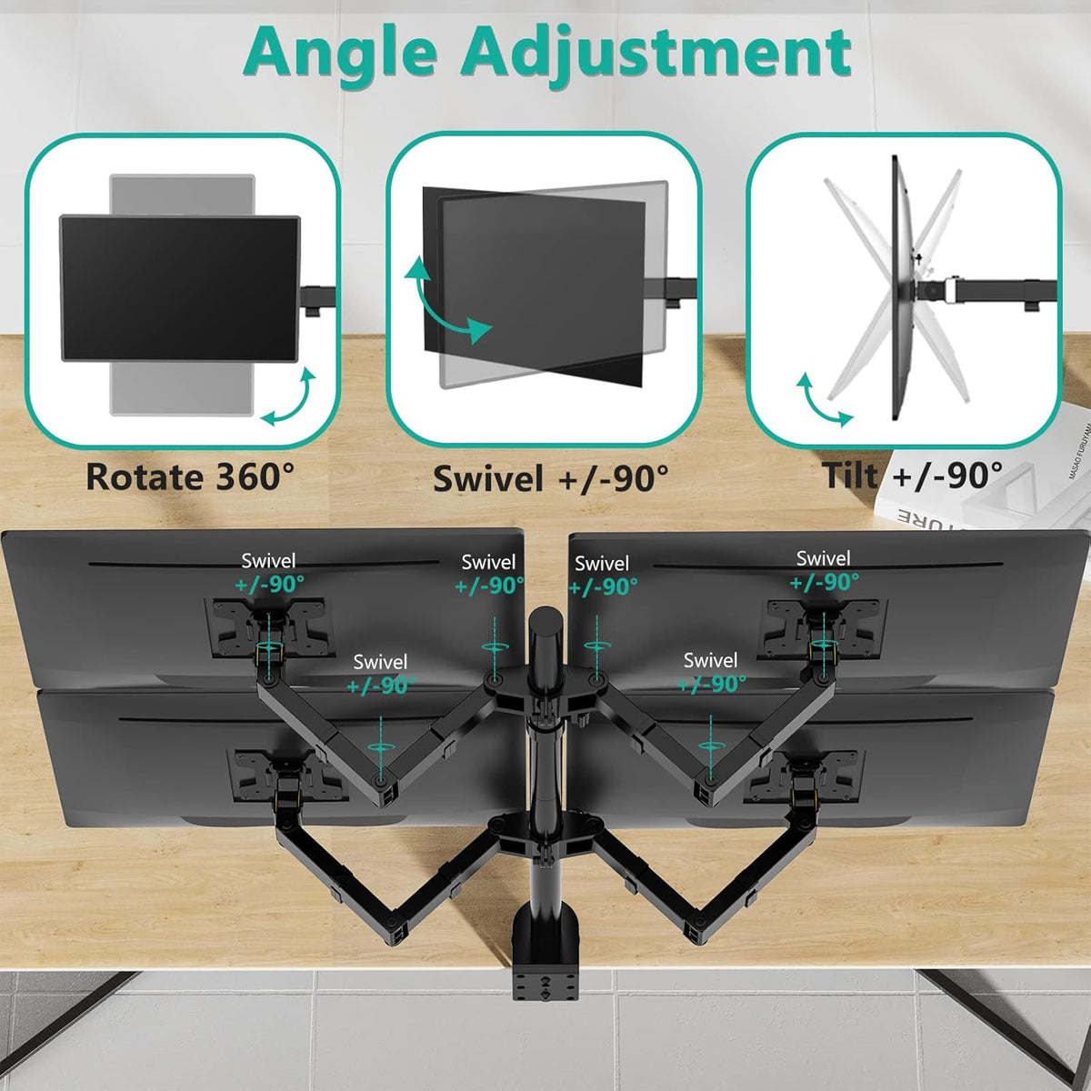 Quad Monitor Desk Mount, Black, Pack of 2 N9929