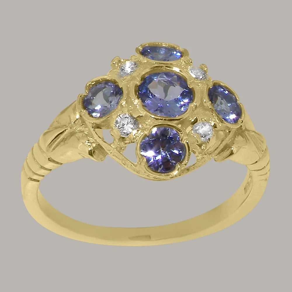9k Yellow Gold Tanzanite Diamond Statement Ring O2528