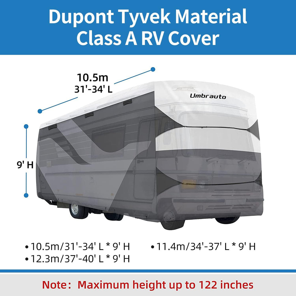 Grey 3 Layers Polypro RV Cover for 31-34Ft Motorhome U7415