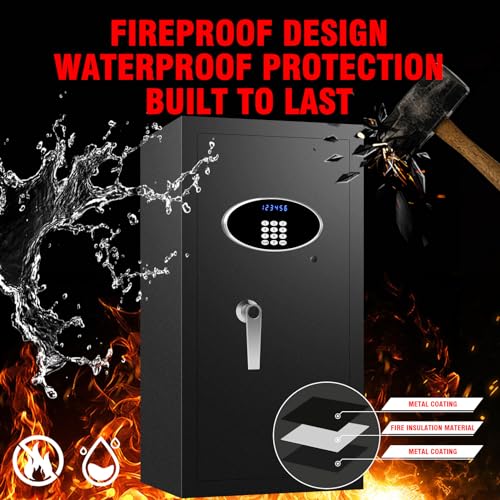 6.1 Cub Fireproof Waterproof Home Safe Box with LCD Screen Digital Keypad and Key Lock H601372