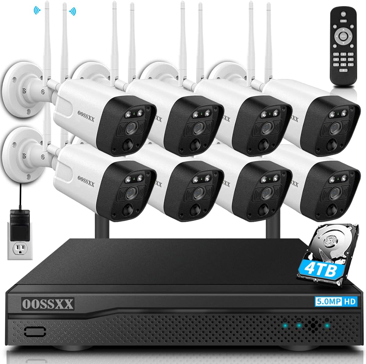 2K 3.0MP Wireless Security Camera System, 8 Channel NVR with 4TB HDD W7245