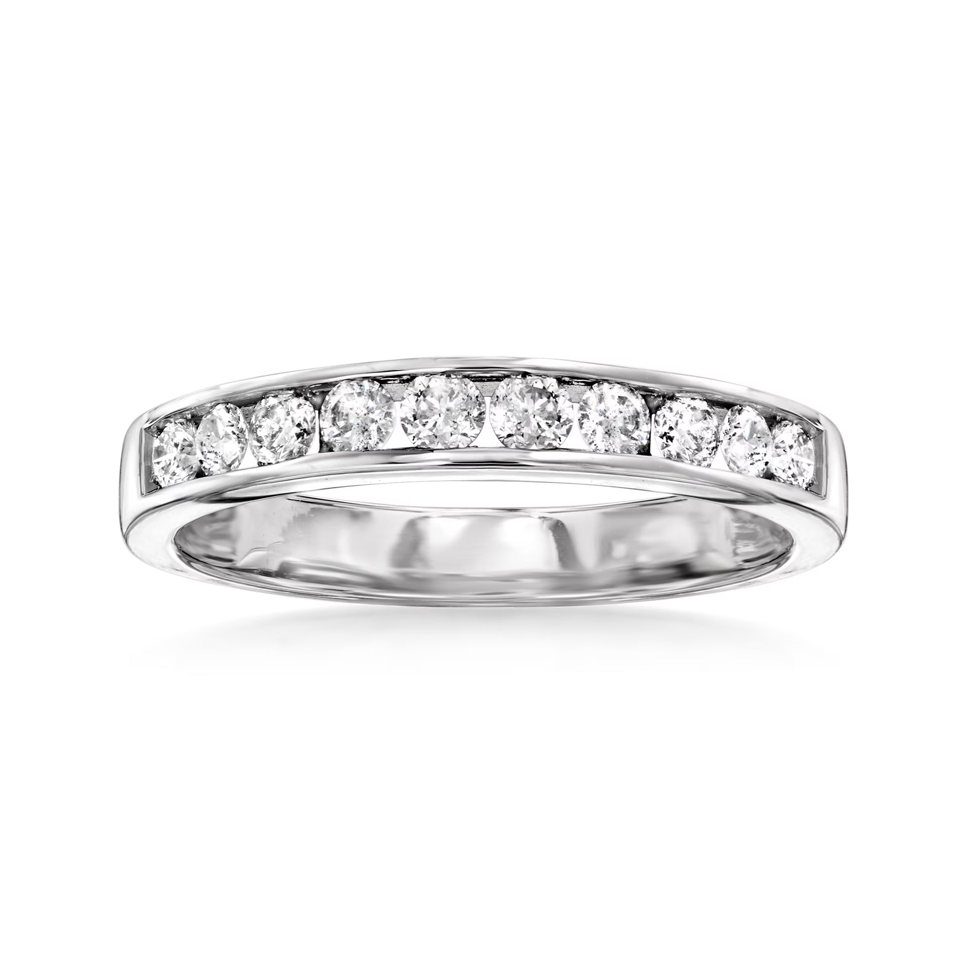 14kt White Gold Channel-Set Diamond Wedding Band C545