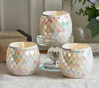 Pastel Multi Illuminated Mosaic Votives with Tealights A6260