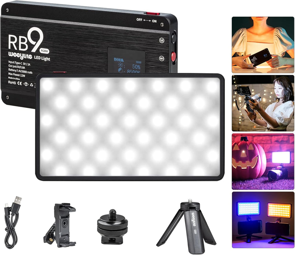 RGB Video Light Panel 3000mAh 2500-8500K Dimmable LED Camera Light D354