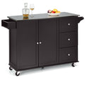 Kitchen Island 2-Door Storage Cabinet Stainless Steel Top with Drawers S4146