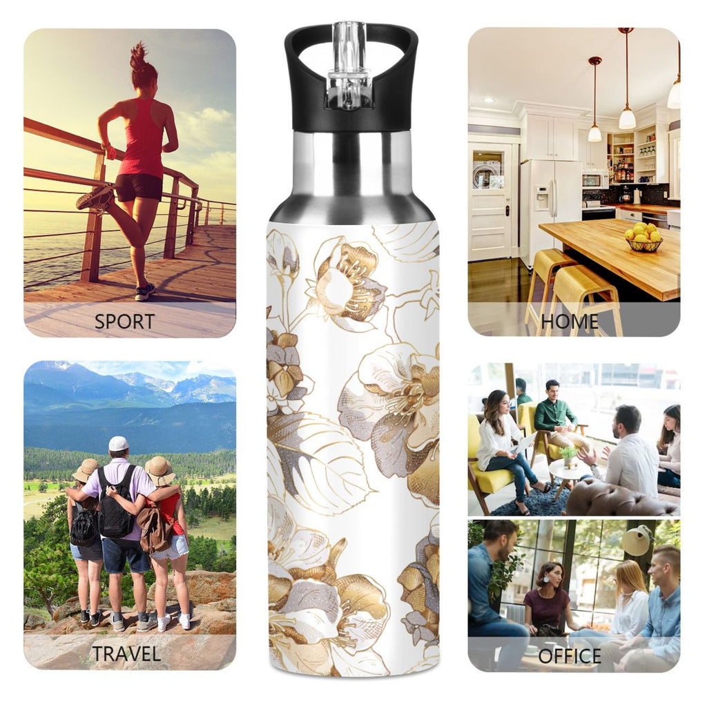 Stainless Steel Insulated Thermos Vacuum Flask with Straw Lid E296