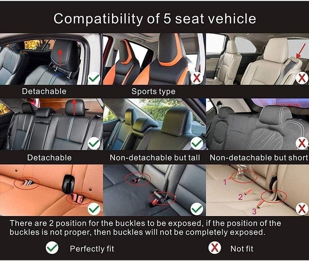 Black Leather Car Seat Covers 5 Seats Full Set D474
