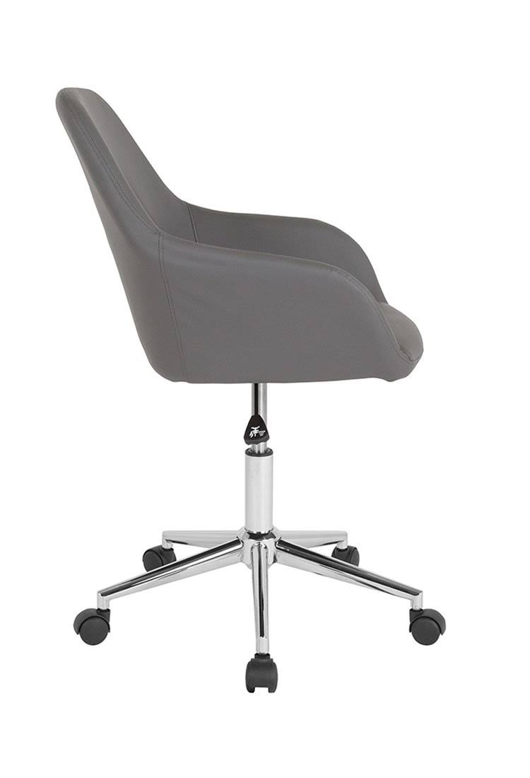 Gray Leather Mid-Back Chair E6152