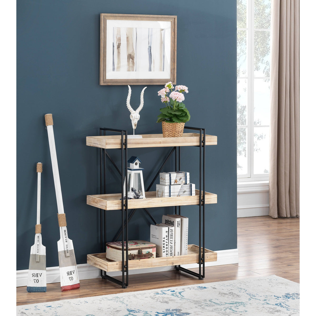 White Washed Natural Bookcase D2939