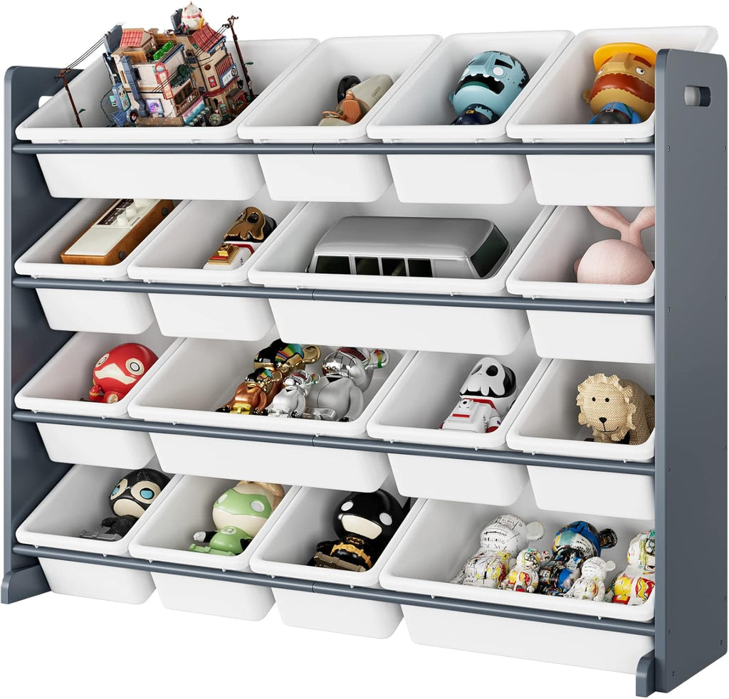 White 16 Plastic Bins Toy Storage Organizer Cabinet with Shelf P5234