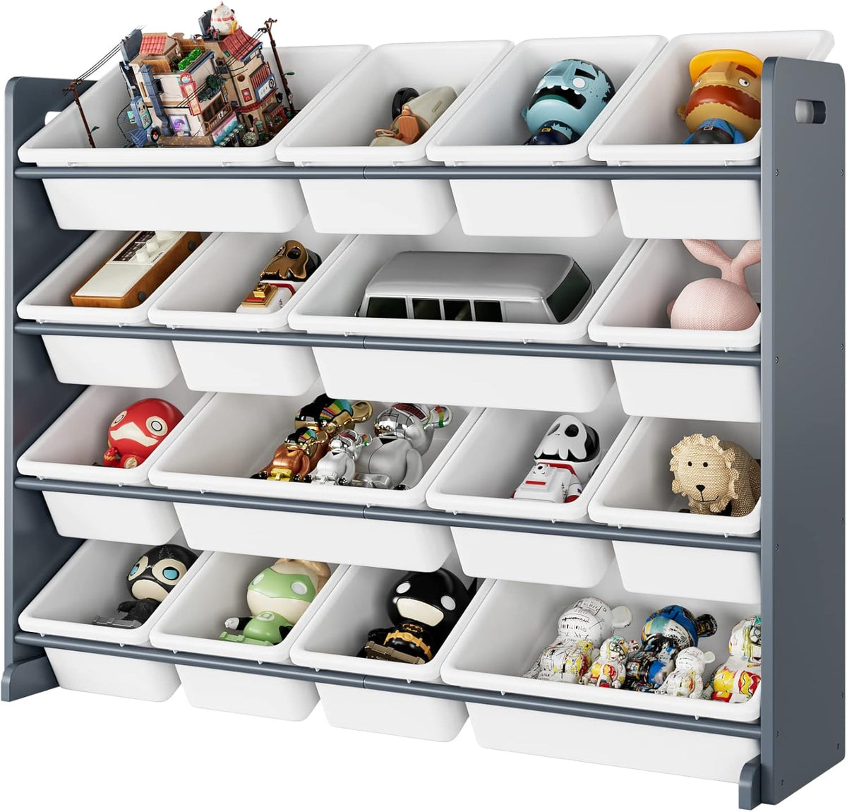 White 16 Plastic Bins Toy Storage Organizer Cabinet with Shelf P5234