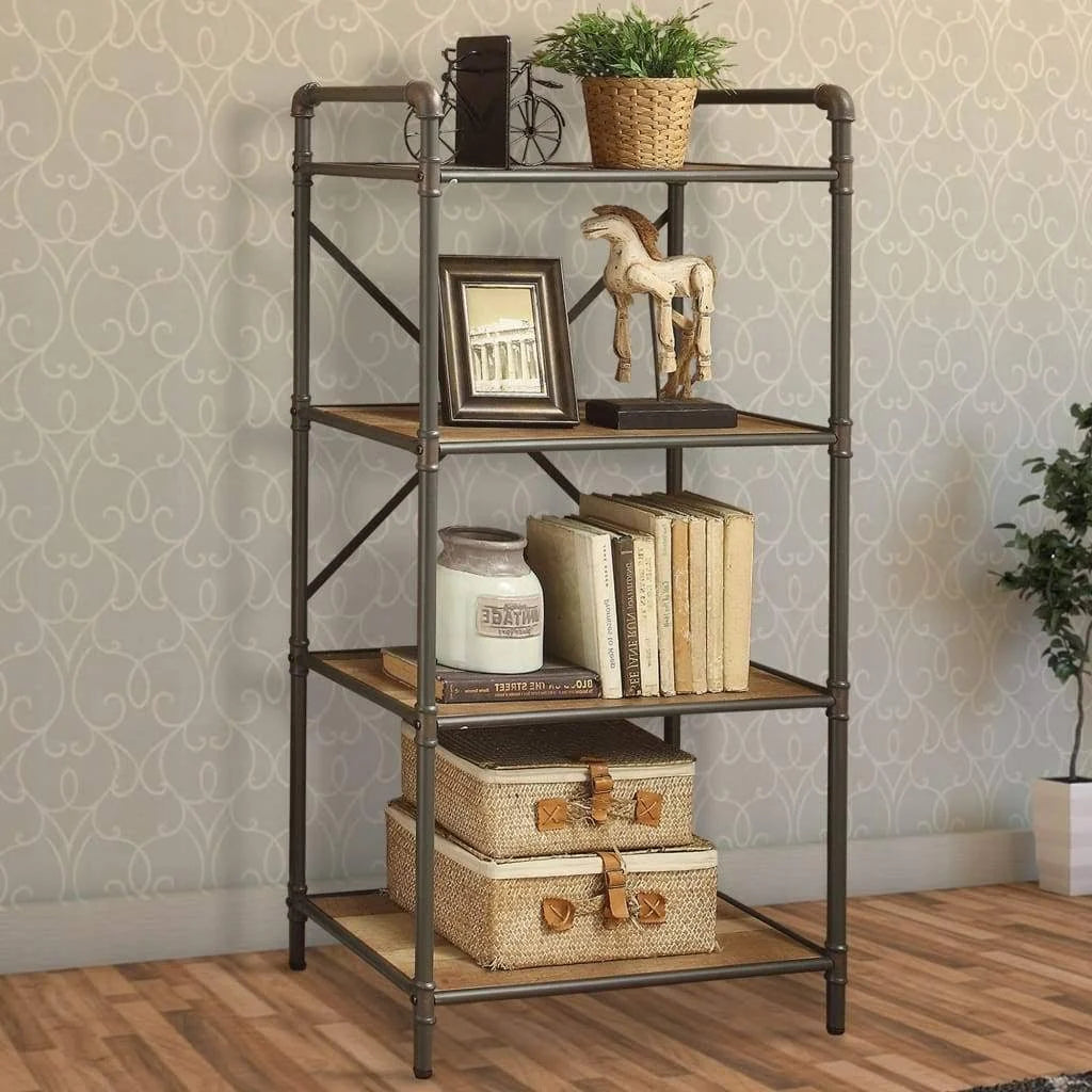4 Shelf Bookcase, Sandy Gray/Oak A58580