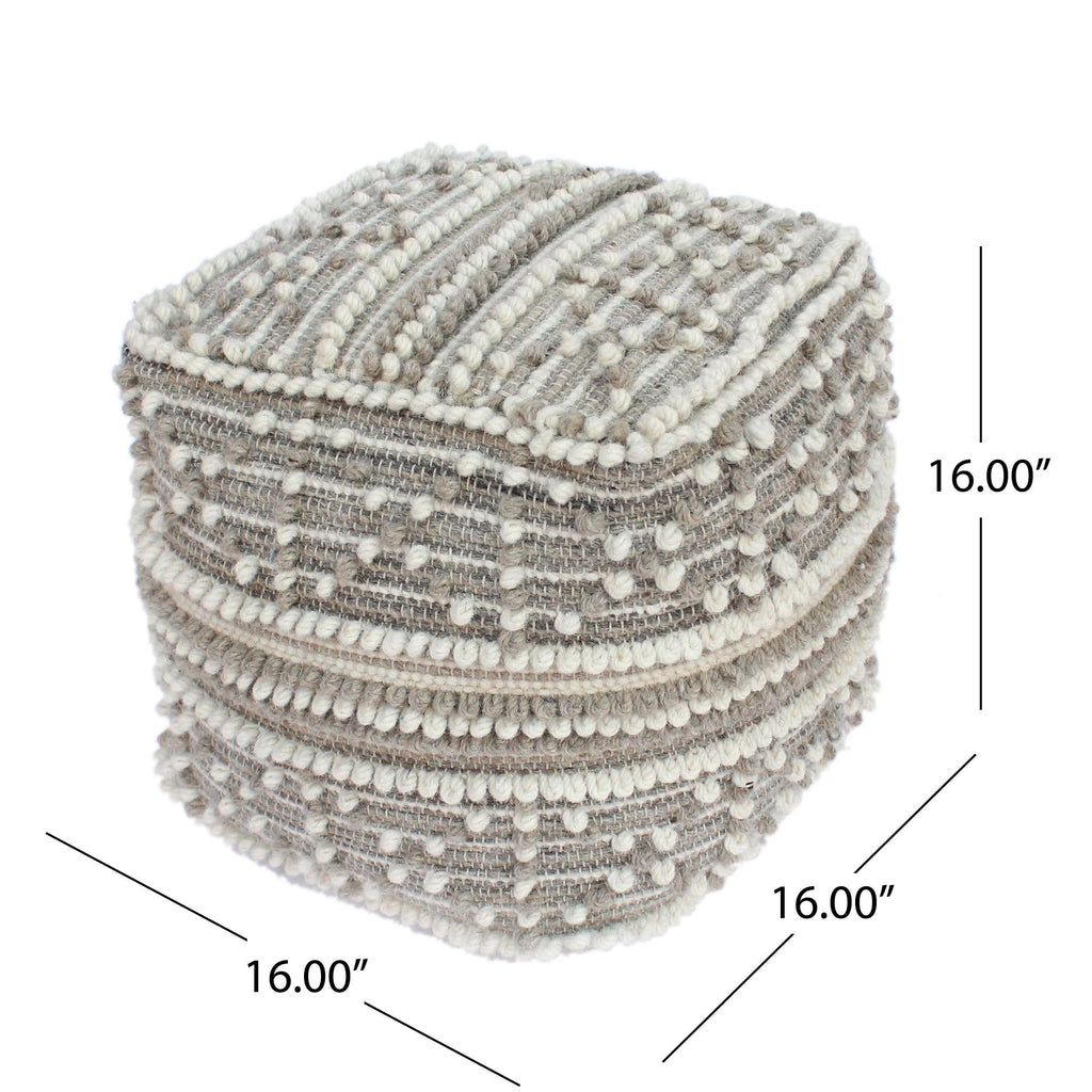Wool and Cotton Pouf Ottoman X8807