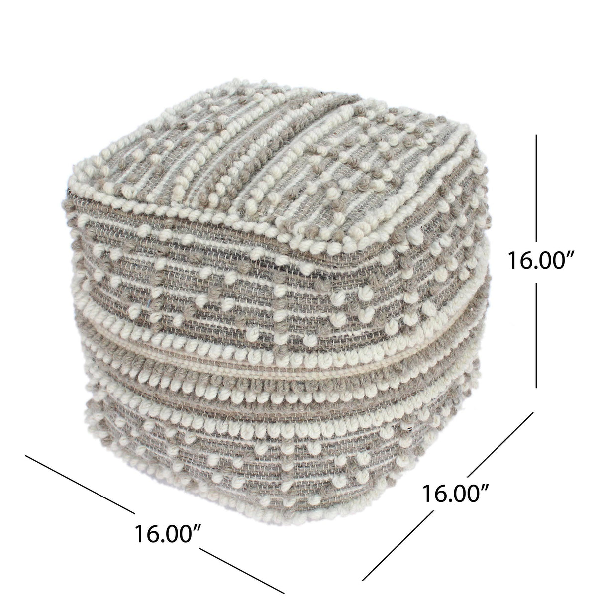 Wool and Cotton Pouf Ottoman X8807