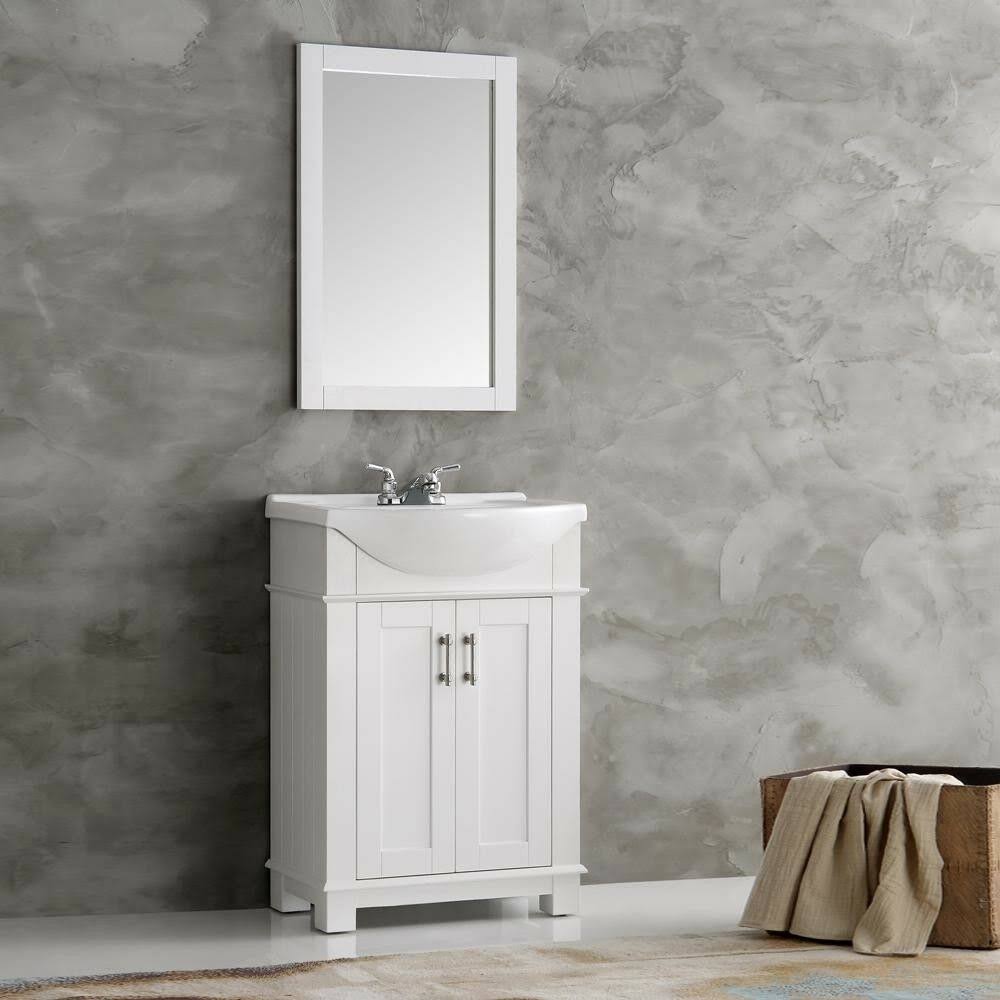 White Ceramic Top Bathroom Vanity Cabinet T32970