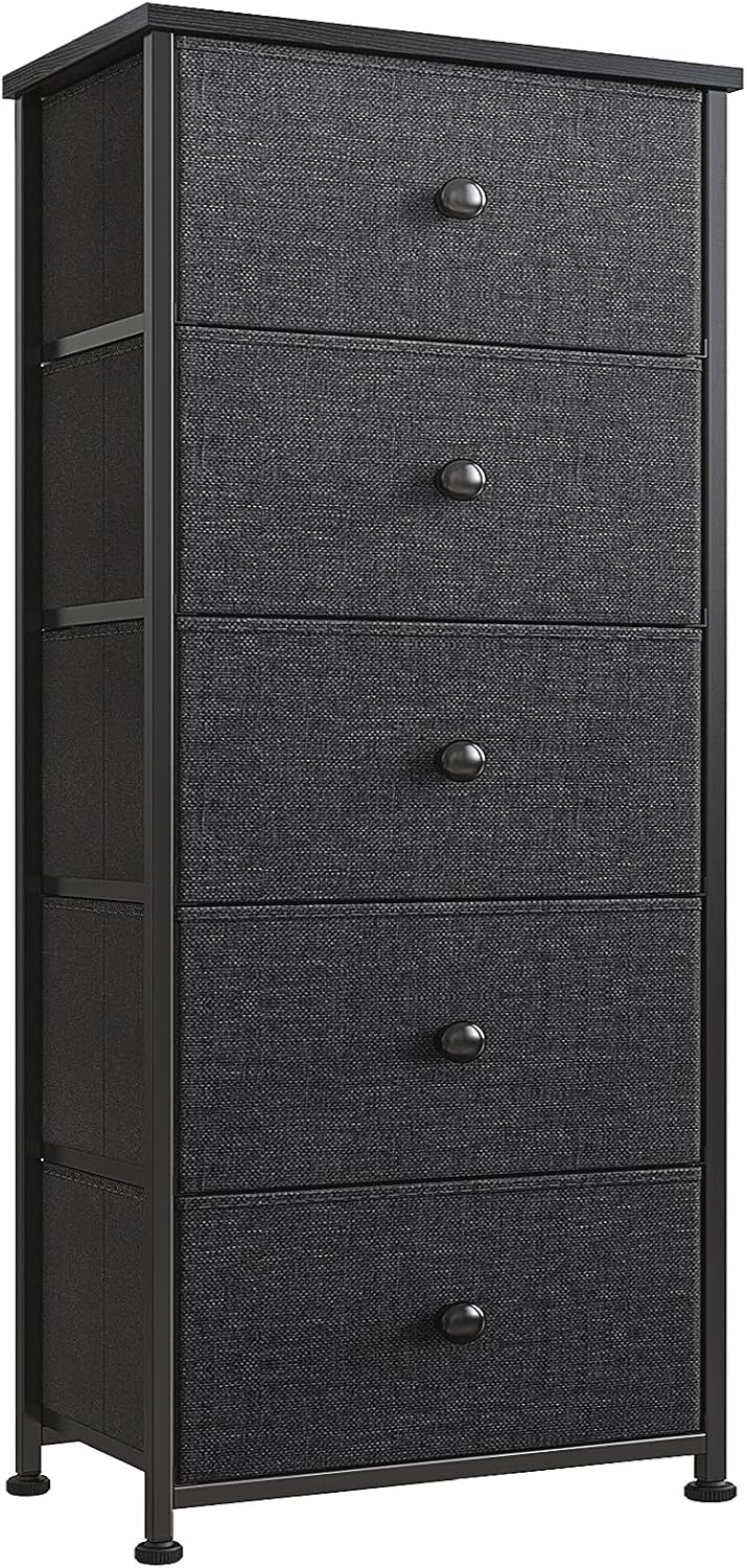 5 Drawer Tall Dresser with Fabric Bins P835917